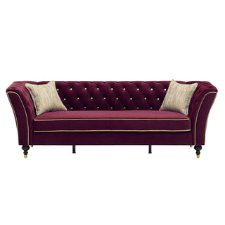 3 Person Sofa With Deep Seat, Tufted Backrest