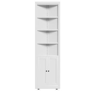 Tall Corner Storage Cabinet With 2 Doors, 5-Tier With Adjustable Shelves, Freestanding - White