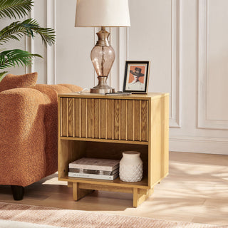 Nightstand With Hidden Charging Station USB Ports & Outlet Hole
