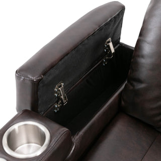 Power Recliner With Storage Arms, Cupholders, Swivel Tray Table And Cell Phone Stand - Brown