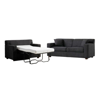 Convertible Sleeper Loveseat & Chair Set With Fold Out Mattress, Loveseat & Chair - Gray