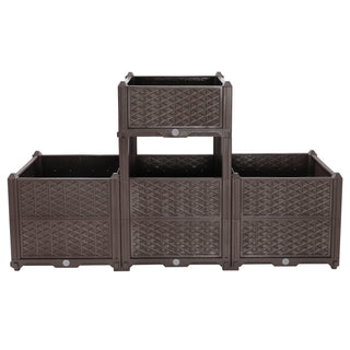 Indoor / Outdoor Rectangular Plastic Planting Box Kit For Vegetables, Herbs, Flowers & Succulents, Coffee, Polypropylene, 62.80" - Coffee