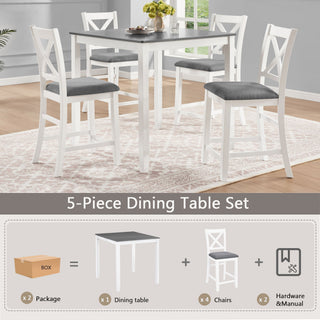 5 Piece Counter Height Dining Table Set With 4 Chairs