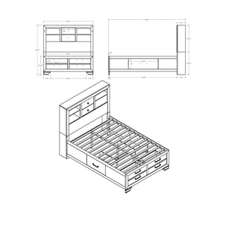 Civic - 5 Piece Storage Bedroom Set With Bookcase Headboard