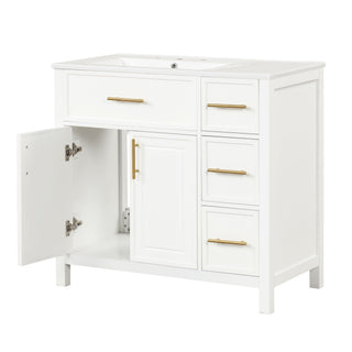 Modern Bathroom Vanity With Sink Top, 2 Doors And 3 Drawers