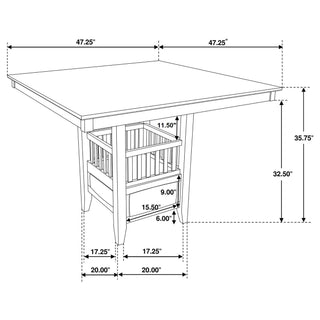 Finley - Square Counter Table With Storage Pedestal Dining Table - Espresso