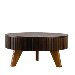Round Retro Coffee With Solid Wood Legs