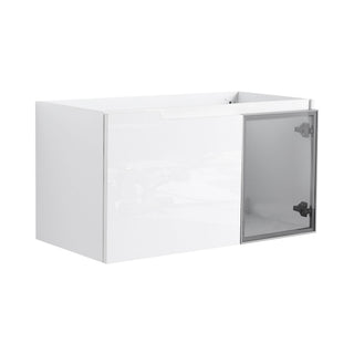 36" (35 1 / 4") Wall Mounted Bathroom Vanity, Cabinet With Half Door (Excluding Sink) - Glossy White