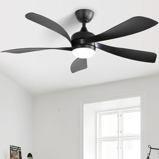 52" Ceiling Fan With 3 Color Dimmable LED Light, 5 Blades, Remote Control, Reversible DC Motor