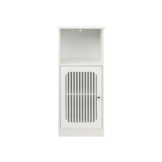 Louvered Door Bathroom Low Cabinet With Multi Layer Storage - White
