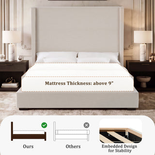 Hampton - Upholstered Platform Bed With Tall Headboard