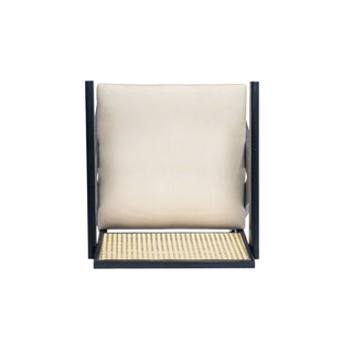 Woven Cane Plastic Backrest Bar Stool Foam Padded Fabric Seat & Durable Rubberwood Frame - Cream Gray