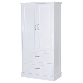Tall Bathroom Storage Cabinet With 2 Doors And Drawers, Adjustable Shelf