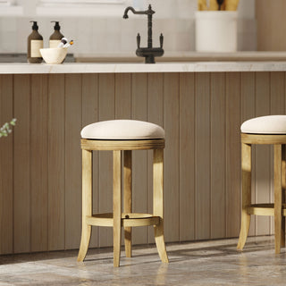 Backless Swivel Stool With Upholstered Seat