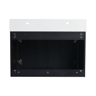 Modern Wall Mounted Bathroom Vanity With Left Sink And Storage Rack