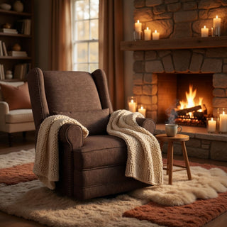 Extra Wide Swivel Recliner Glider Chair With Footrest - Brown