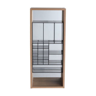 12" Wall Mounted Mirror Cabinet With Storage - Imitative Oak