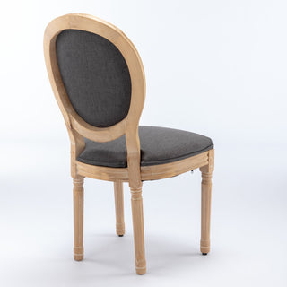 French Style Solid Wood Frame Antique Painting Fabric Back Dining Chair (Set of 2)