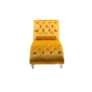 Chaise Lounge Indoor, Button Tufted Upholstered Chaise Lounge Chair With Pillow