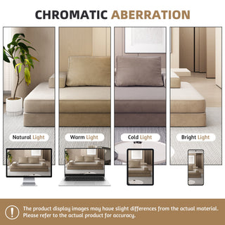 Multifunctional Convertible Sofa Bed With 2 Tumbler Backrests And 2 Pillows, Deep Seat Couch