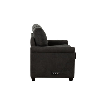 Convertible Twin Sleeper Sofa With USB Ports, 2 Seater Upholstered Loveseat - Dark Gray