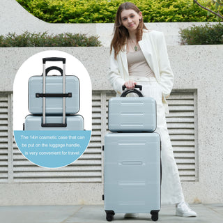 6 Piece Lightweight Hardshell Luggage Set With Double Spinner Wheels, Password Lock