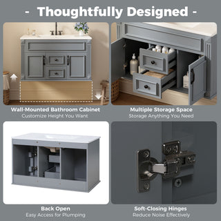 French Simple Style Wall Mounted Bathroom Cabinet With Sink