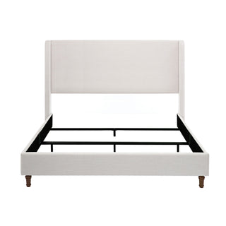 Hayden - King Size Upholstered Wingback Bed With And Tall 54" Headboard - Ivory