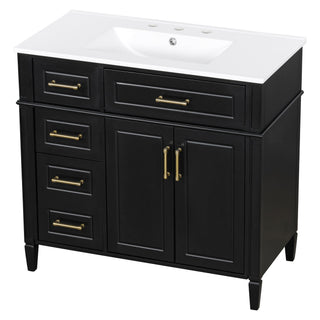 Bathroom Vanity With Sink, 4 Drawers, 2 Doors