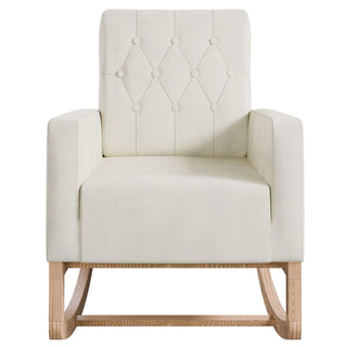 Rocker Chair With Tufted Back - Beige / Ivory