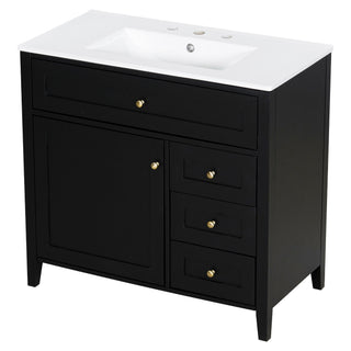 Bathroom Vanity With Sink, Cabinet With 3 Drawers And Adjustable Shelf