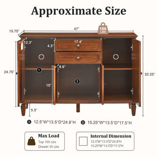 Sideboard Buffet Cabinet With 4 Doors And 2 Drawers, Console For Kitchen