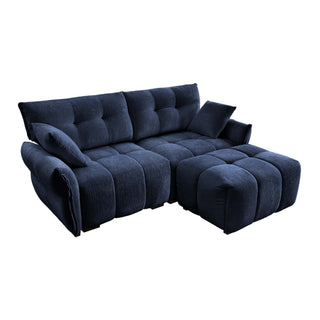 Sofa Set With Ottoman And Pillows, Textured, High Resilience Cushions