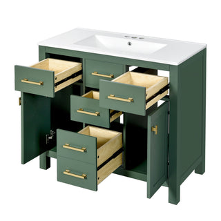 Bathroom Vanity With Sink, Cabinet With 4 Drawers & 2 Soft Close Doors, Rectangular Storage Unit For Bathroom