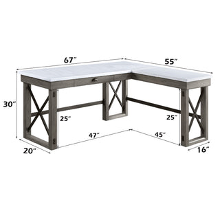 Talmar - Marble Top Weathered Writing Desk With Lift Top