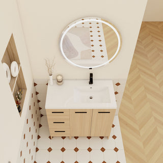 Wall Mounted Floating Bathroom Vanity With Sink, Door & Drawers Modular Cabinet