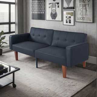 Convertible Futon Sofa Bed With Adjustable Split Back, Twin Size Sleeper Couch - Black
