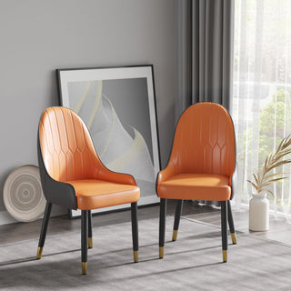 Modern Sponge-Filled Dining Chair, Solid Wood Metal Legs, Suitable For Restaurants, Living Rooms And Rooms (Set of 2)