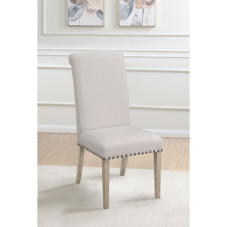 Upholstered Dining Chair With Rolled Edge Seat Back (Set of 2) - Beige