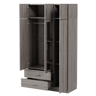 Modern 3 Door Mirror Wardrobe With 2 Drawers And Top Cabinet