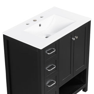 Bathroom Vanity With Sink Top, Bathroom Vanity Cabinet With 2 Doors And 2 Drawers, Open Shelf