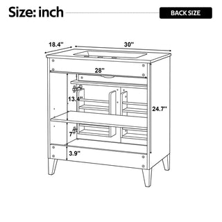 30" Bathroom Vanity With Sink Top, Soft Close Double Doors & Tip Out Drawer, Adjustable Interior Shelf, Door Mounted Organizers - Beige