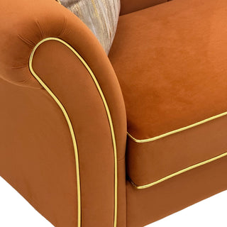 3 Seater Sofa With Rolled Arms, Vertical Channel Tufted Backrest