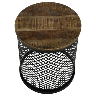 Drum Base Accent Table - Brown