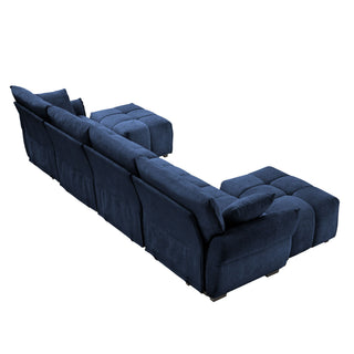Sofa Set With Ottoman And Pillows, Textured, High Resilience Cushions