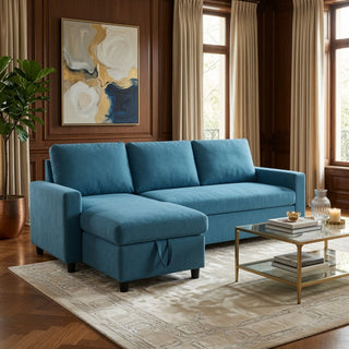 L - Shaped Convertible Sofa Bed With Storage Chaise