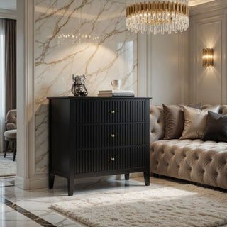 Fluted 3 Drawer Nightstand With Soft Close Slides