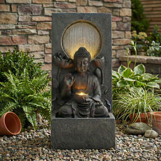 Zen - Outdoor Buddha Waterfall Fountain - Black
