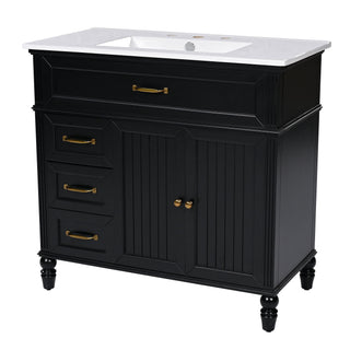 36" Bathroom Vanity With Sink, Freestanding Cabinet With Drawers, 2 Package - Black