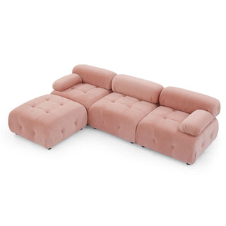 Modular Sectional Sofa, Button Tufted Design With Diy L-Shaped Layout, Reversible Ottoman